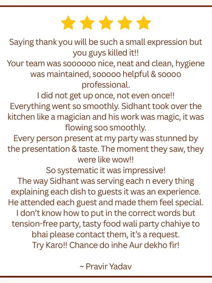"I did not get up once, not even once!!" These words from a happy client are why we do what we do. Our goal is a completely tension-free party for you, where our team handles every detail with professionalism and care.