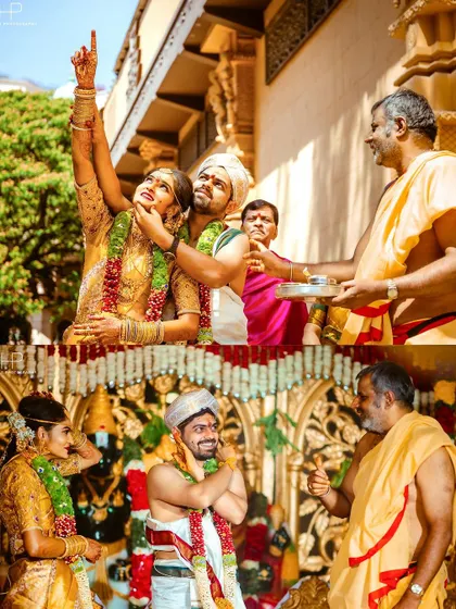 Capturing the playful and traditional moments with the priest during the wedding ceremony.