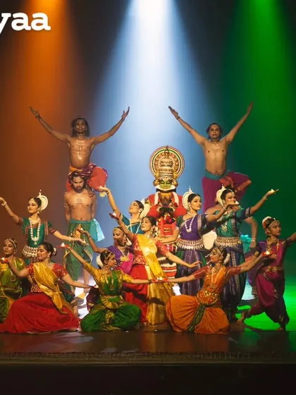 A powerful tableau from our production 'Matrabhoomi', a tribute to the spirit of India. This moment captures the unity and diversity of our nation's dance forms, set against the backdrop of the tricolour.