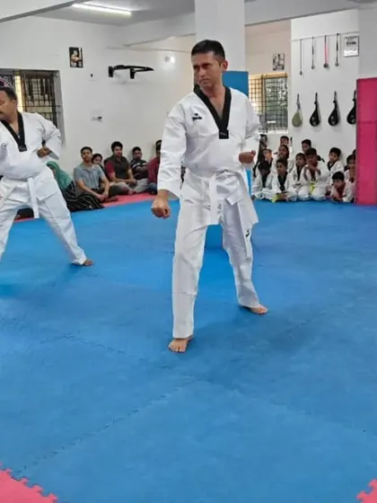 The senior students in a ready stance.