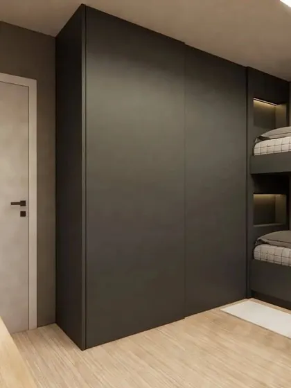 The full-height wardrobe in the bunk bed room, providing ample storage.