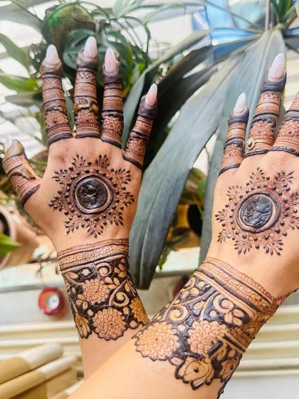 The back of the hands for the minimal design, featuring a beautiful mandala.