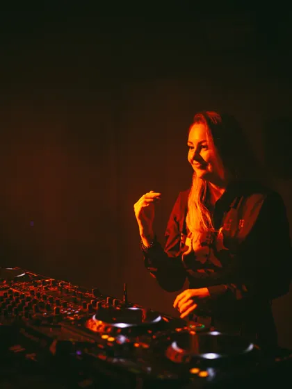Another happy moment behind the decks. My goal is to create a positive and uplifting experience for everyone.