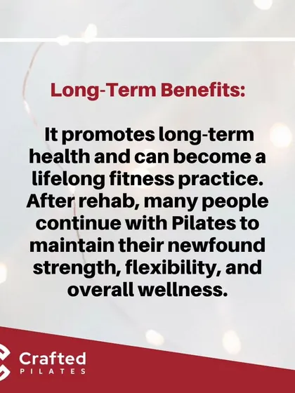 The goal of rehab is to build lifelong health. Many clients continue with Pilates long after their initial recovery to maintain their newfound strength, flexibility, and overall wellness.