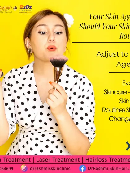 A promotional graphic emphasizing that as your skin ages, your skincare routine should evolve with it to stay ageless.