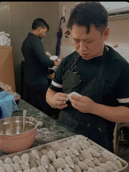 One of my chefs, carefully hand-folding dim sum. Everything we make is handmade with love and attention to detail, from every fold to every pleat.