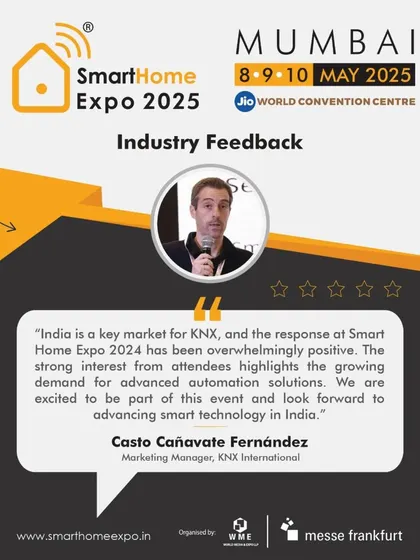 Casto Cañavate Fernández, Marketing Manager at KNX International, highlights the "overwhelmingly positive" response at the expo, confirming India as a key market with strong demand for advanced automation.