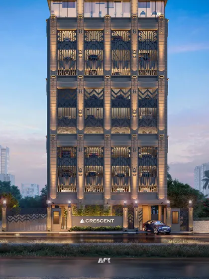 This is Crescent Park 9, a 20-story residential icon in Bandra. My design fuses timeless Art Deco elegance with contemporary sophistication, creating a striking facade and lavish interiors for those who appreciate luxury in every detail.