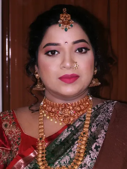 A direct portrait of the baby shower makeup, showing the clean lines of the eyeliner and the beautiful symmetry of the look.