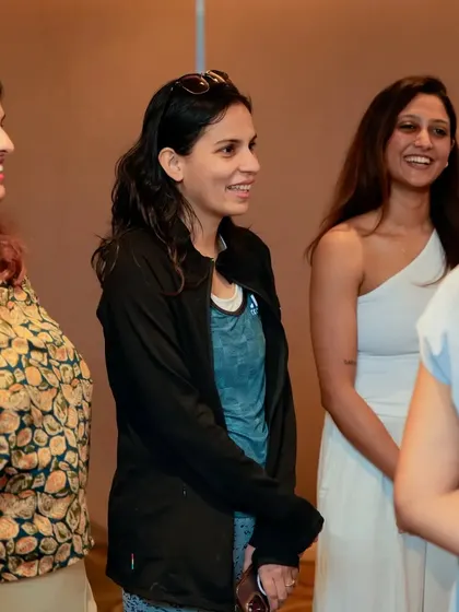 Candid moments of connection and laughter are a beautiful part of my wellness events and workshops.