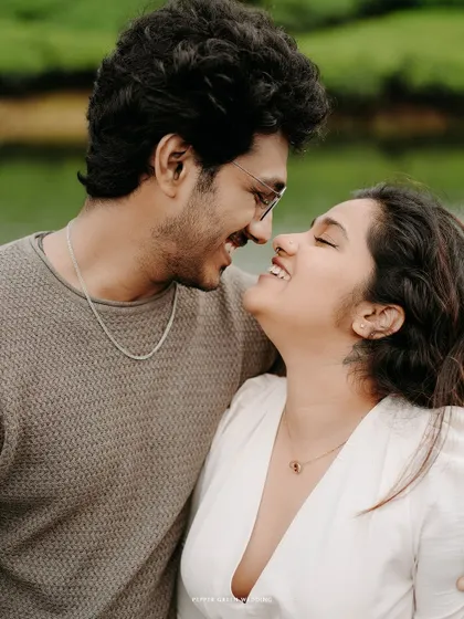 The pure joy in Sanchana and Adarsh's expressions is what I strive to capture. These unposed, natural interactions make for the most beautiful couple portraits.