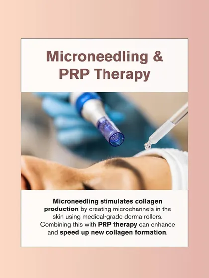 This graphic highlights Microneedling and PRP therapy, another effective treatment for acne scars. It stimulates collagen by creating microchannels, and PRP enhances the formation of new collagen.