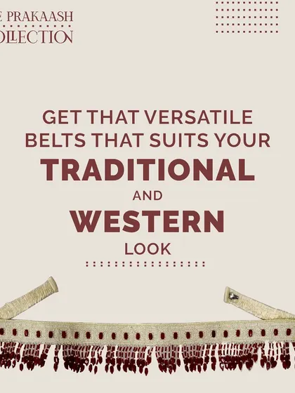 A versatile beaded belt with maroon hanging beads. This accessory is designed to enhance your look, whether you are styling a traditional saree or a modern western dress.