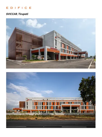 Our design for the SVICCAR cancer institute in Tirupati, featured in the global healthcare publication, demonstrates our approach to creating functional and aesthetically considered healthcare architecture.