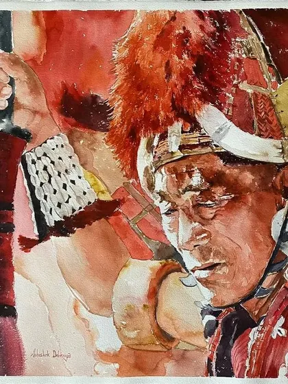 A watercolor portrait of a Naga warrior, fresh from the easel. I used Arches paper to capture the intricate details of the traditional headgear and the quiet dignity of the subject.