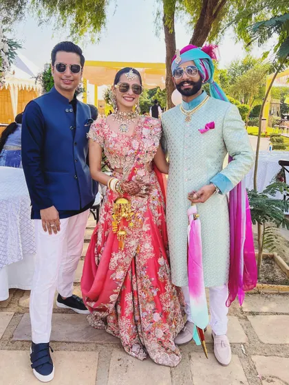 Posing with the beautiful couple at their Jaisalmer wedding. It was a pleasure to be part of their three-day celebration.
