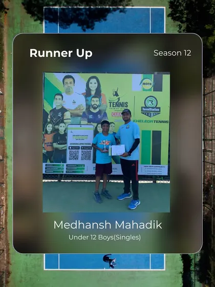 Medhansh Mahadik secures the runner-up position in the Under 12 Boys singles during our Season 12 tournament. A proud moment for our academy.