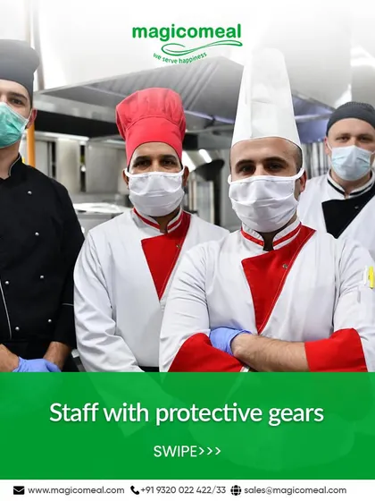 Our staff is always equipped with the necessary protective gear, including masks and hairnets. This is a non-negotiable part of our commitment to ensuring food safety and hygiene in our kitchens.
