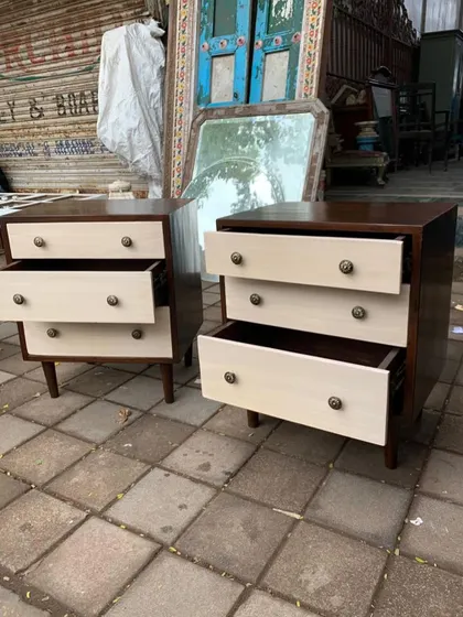 This shot shows the drawers open, demonstrating the storage capacity of these compact units.