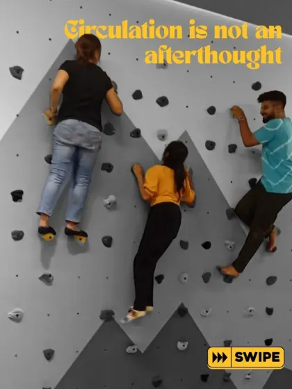 Studio Playbook rule #3: Circulation is not an afterthought. We practice what we preach, even on the climbing wall.