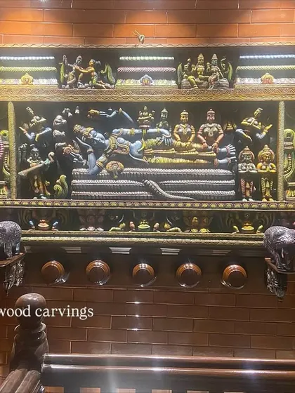 We are always honored to see our work in our clients' homes. This magnificent, custom-lit Sri Ranganathar panel was shared by a happy customer, showcasing how our large-scale carvings can create a truly divine atmosphere.