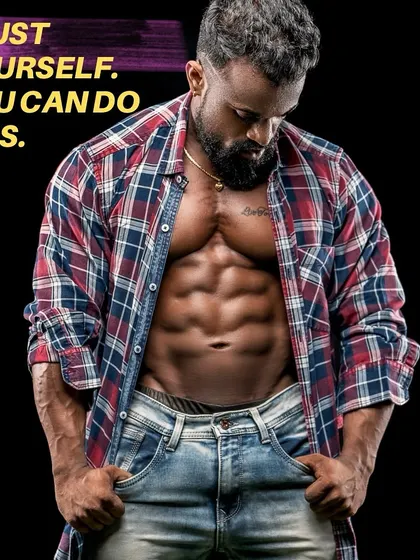 Trust yourself. You can do this. A motivational poster for Xtreme Fitness, featuring a shot of my shredded abs to inspire our members.