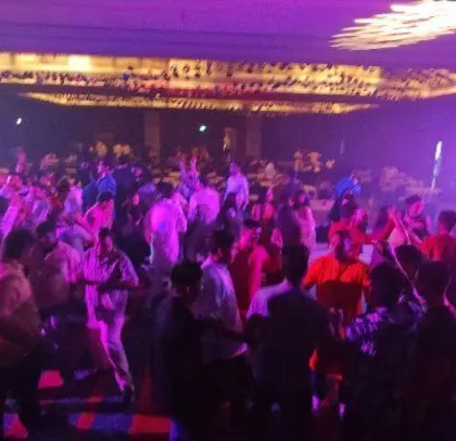 A wide shot of the dance floor at the Sheraton Diwali party, showing the scale of the event.