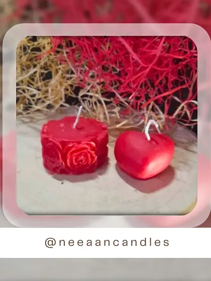 Love in every flicker. From detailed rose pillars to simple heart shapes, I craft these red candles to let your space glow with warmth and romance.