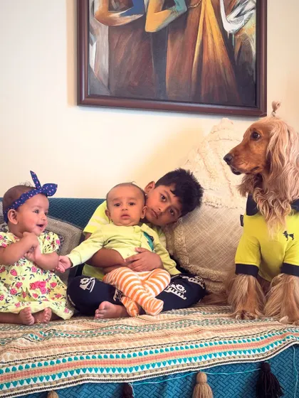 Posto keeping a watchful eye on the babies. He takes his role as the eldest very seriously.