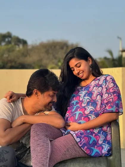 Simple, happy moments on our terrace. My husband listening to the baby's kicks was a daily ritual.