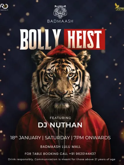 The 'Bolly Heist' at Badmaash, Lulu Mall. I love playing at premium venues that go all-in on a theme, creating a unique and memorable night for the partygoers.