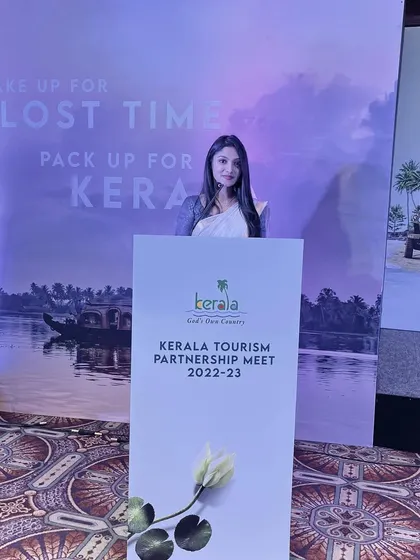 A closer look from the Kerala Tourism Partnership Meet. Clear branding and a professional backdrop are essential for impactful corporate events.