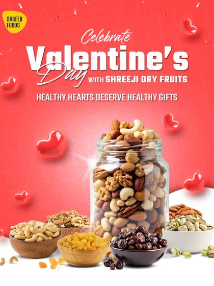 For Valentine's Day, a healthy gift is a thoughtful gift. My jar of mixed dry fruits shows that healthy hearts deserve healthy presents.