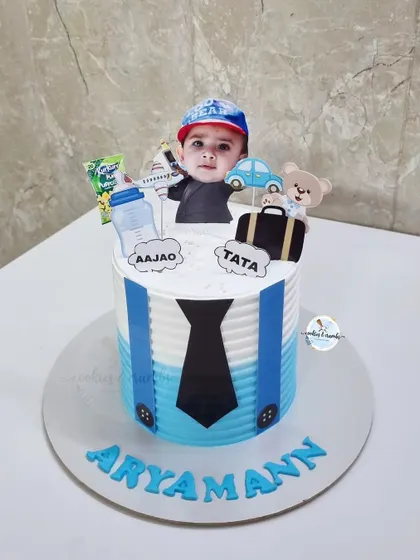 I personalized this Boss Baby cake by replacing the character's face with the birthday boy's photo. I also added his favorite things and first words as requested by the client.