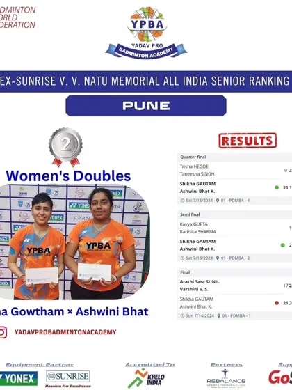 A Silver medal finish for Shikha Gowtham and Ashwini Bhat in Women's Doubles at the Pune All India Senior Ranking tournament.