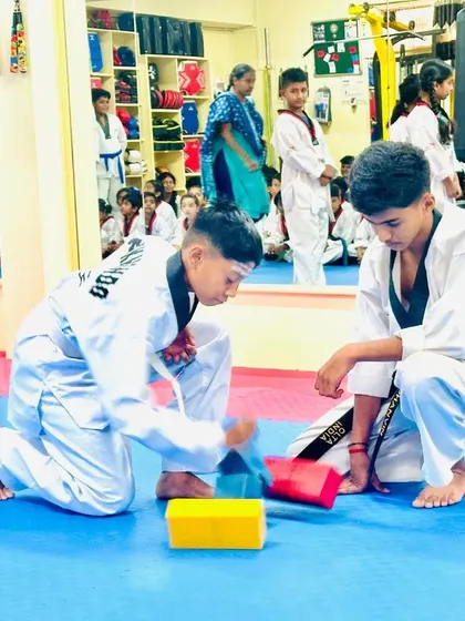 This student is focused on the block-breaking challenge.