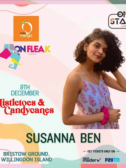 A poster from my performance at the 'Mistletoes & Candycane' event by Radio Mango in Kochi. I love performing at flea markets and outdoor events.