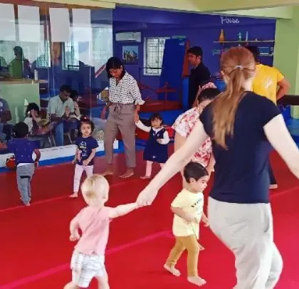 Our "Super Beasts" enjoying their Sunday morning class with parents. These sessions are filled with movement, play, and connection.