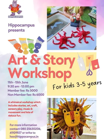 My Art & Story Workshop is a whimsical week of fun. Each day includes stories, process art, sensory play, and music, all centered around a theme that encourages inquiry and creativity.