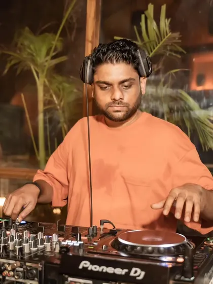 Another shot from a sundowner set, showing my concentration as I blend tracks to maintain a smooth, continuous vibe.
