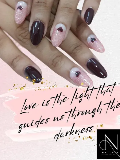 "Love is the light that guides us through the darkness." This romantic set features a deep maroon and sparkling pink with delicate heart details.