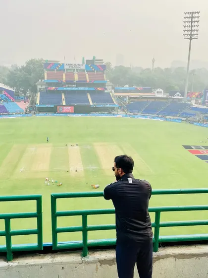Peace. Overlooking the pitch from the stands. There is a unique sense of tranquility in an empty stadium before the chaos of the game begins.