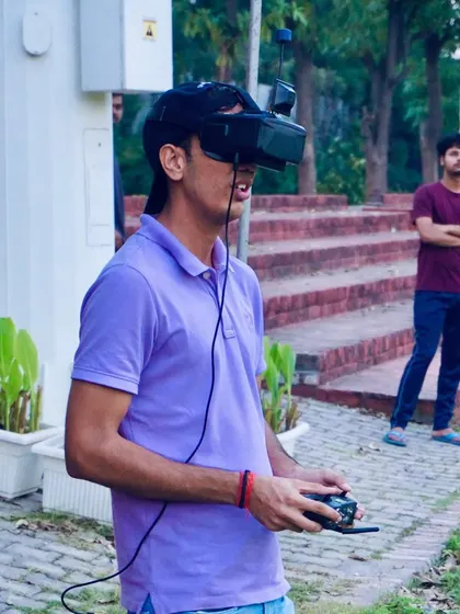 In the zone with my FPV gear on. Every flight requires complete focus and concentration.