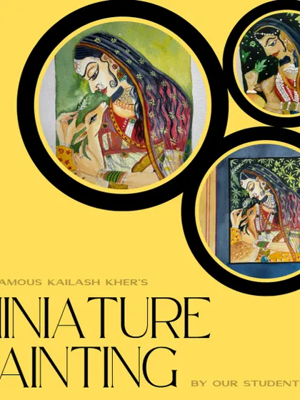 Our students' interpretations of a famous miniature painting, where they learn to work with intricate details and vibrant colors on a small scale.