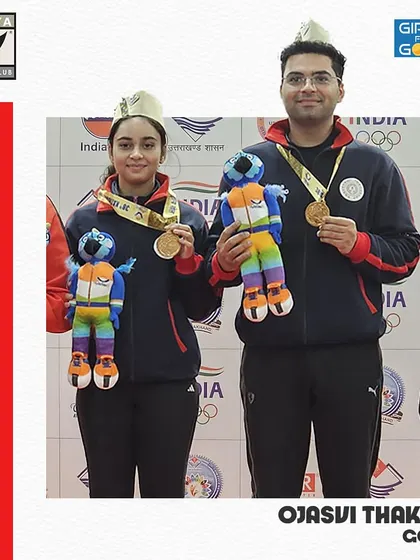 Our shooter Ojasvi Thakur wins the Gold Medal in the 10m Air Rifle Mixed Team event at the 38th National Games.