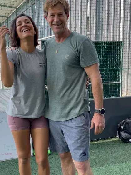 A candid moment of joy and gratitude while coaching Jonty Rhodes. Being in the presence of such a humble legend is an experience I will always cherish.