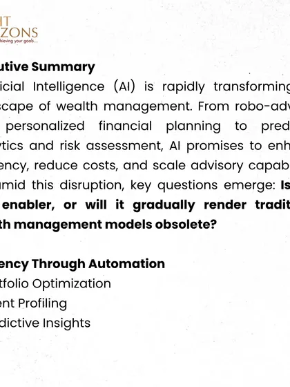 Is AI a threat or an enabler in wealth management? This bulletin unpacks how AI is reshaping the industry, concluding that wealth managers who embrace AI will thrive by combining algorithmic efficiency with human insight.
