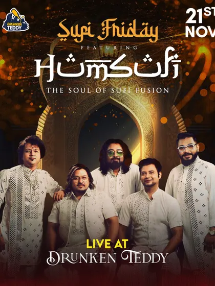 The announcement for our Sufi Friday gig at Drunken Teddy. We love playing at venues that have a great vibe.