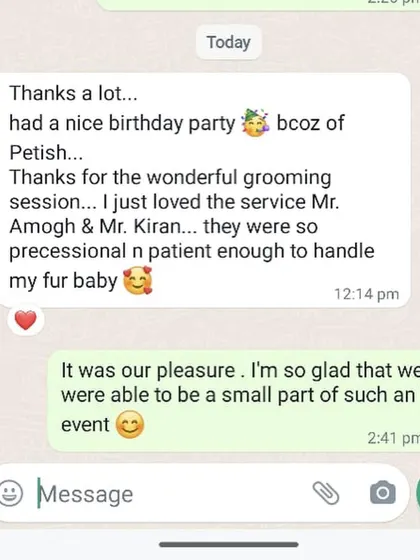 "Had a nice birthday party bcoz of Petish... they were so professional n patient enough to handle my fur baby." I'm honored to have been part of a special celebration!