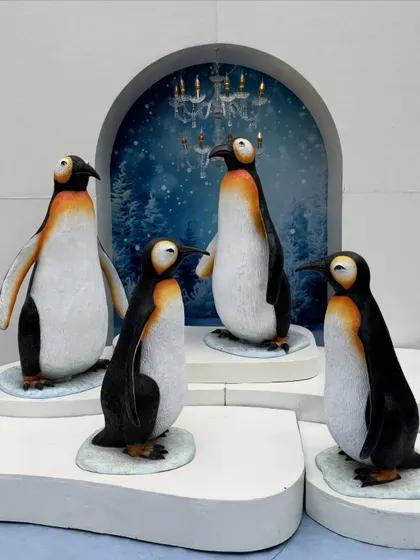 A group of our quirky and charming penguin props, perfect for creating a playful scene at a Christmas or winter-themed party.